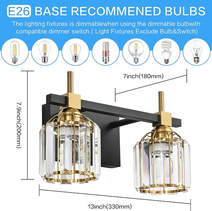 SOLFART Crystal Lights Over Mirror Bathroom Vanity Light Crystal Vanity Lights - Image 4