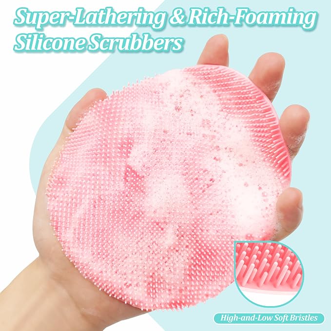 Silicone Body Scrubber 4PCS, 360° Anti-Slip & Enlarged Exfoliating Bath Glove - Image 4