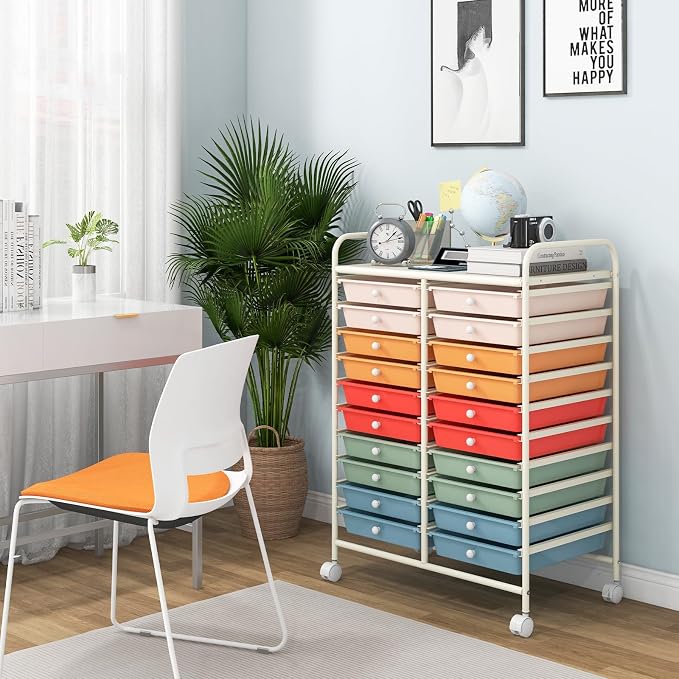 Giantex 20 Drawers Rolling Cart, Mobile Storage Drawer Cart, Classroom - Image 5
