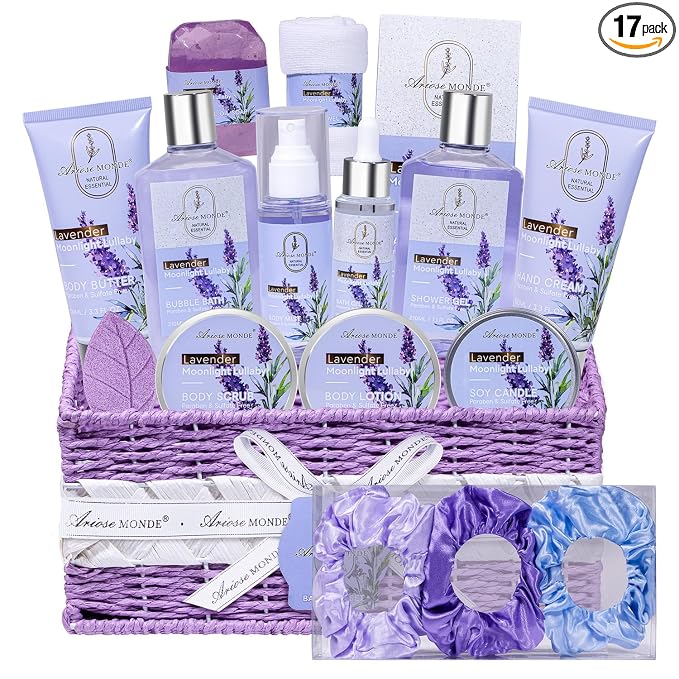 Spa Gifts for Women Bath and Body Lavender Gift Set, Spa Gift Basket for Self by Ariosemonde