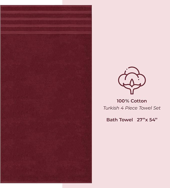 American Soft Linen Luxury 4 Piece Bath Towel Set, 600 GSM 100% Cotton Turkish - Image 4