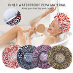 4 PCS Shower Caps for Women, Elastic and Reusable Bath Caps, Double Waterproof - Image 7