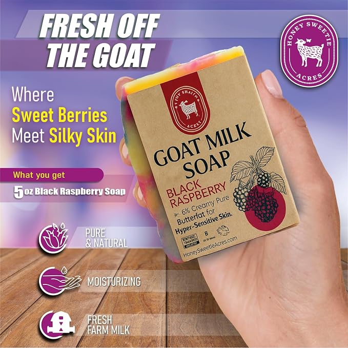 Honey Sweetie Acres Black Raspberry Goat Milk Soap - Image 2