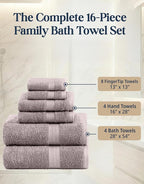 LANE LINEN 100% Ring Spun Cotton Bathroom Towel Set - Image 4