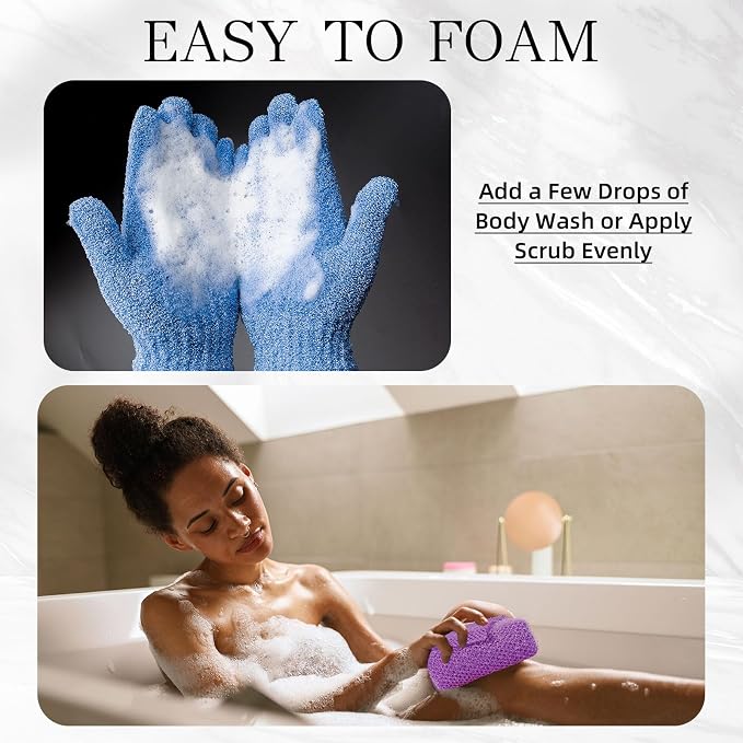 6 Pack African Bath Sponge Exfoliating Glove Set Nylon African Exfoliating Net - Image 6