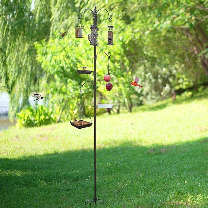 Bird Feeder Station with Suet Cage & Water Bowl Fruit Hook- Adjustable Pole - Image 6
