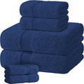 Navy Bath Towel Set of 6 by WhiteClassic