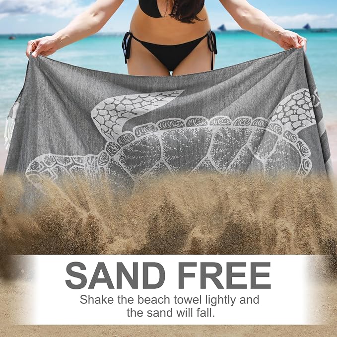 Genovega Oversized Cotton Turkish Beach Towels 72"x36" Lightweight Quick Dry - Image 3