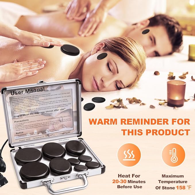Hot Stones Massage Warmer Kit, Hot Rocks Basalt Massage Stones - Image 3