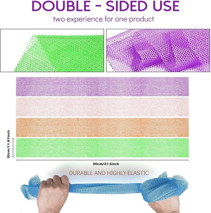 UJFQBH 4 Pieces African Net Sponge African Net Long Net Bath Sponge Exfoliating - Image 3
