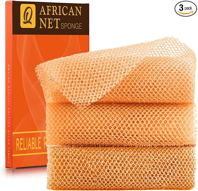 UJFQBH 3 Pieces African Bath Sponge African Net Long Net Bath Sponge by BuyNow