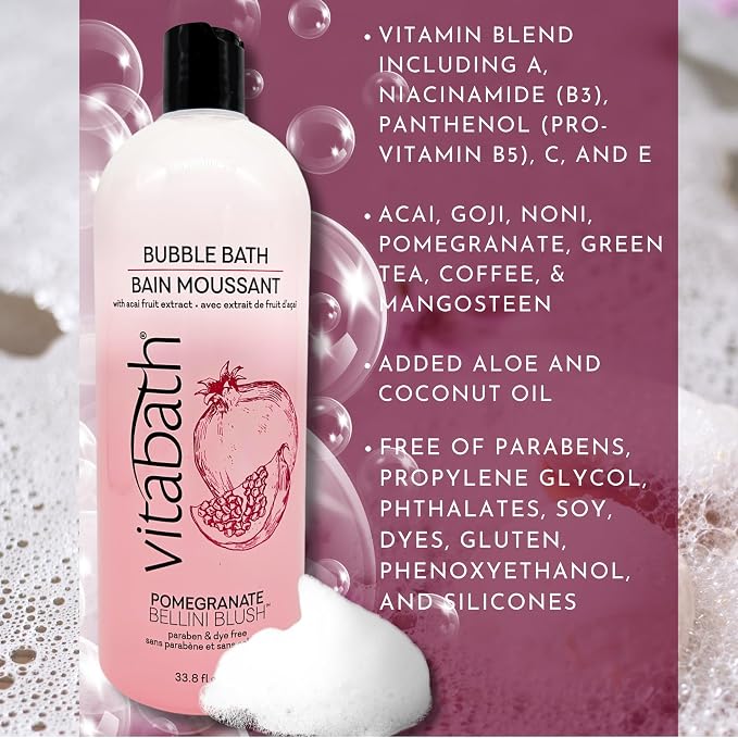 Vitabath Pomegranate Bellini Blush Bubble Bath Rich Foaming Bubbly Soak & - Image 2