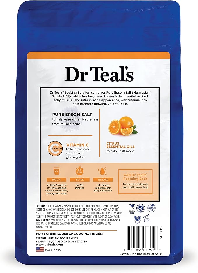Dr Teal's Salt Soak with Pure Epsom Salt, Glow & Radiance with Vitamin C & - Image 10