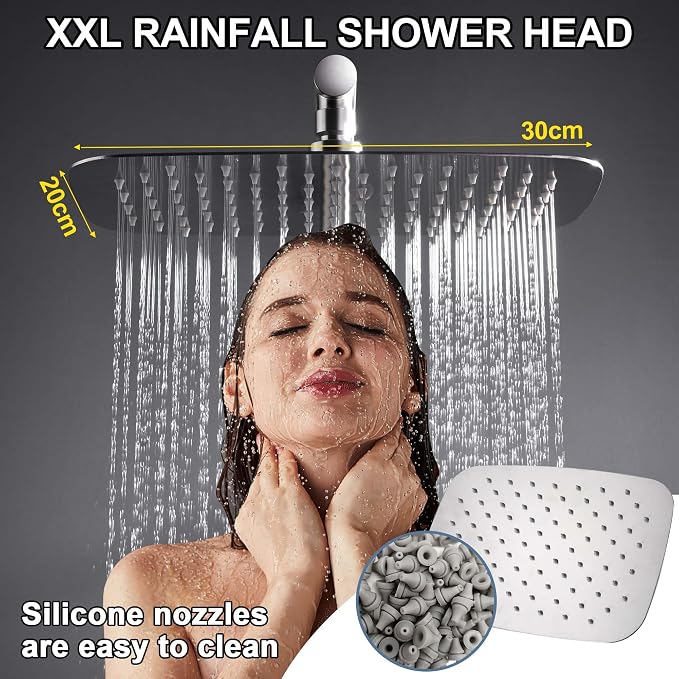 SonTiy Rain Shower Head with Handheld Spray and Shower Shelf, All Metal Shower - Image 3