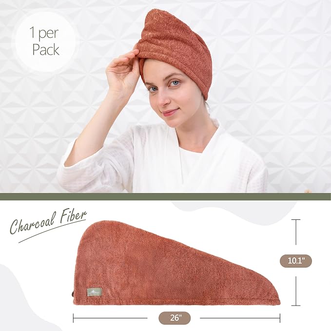 myHomeBody Hair Towel Wrap, Luxury Quick Drying Turban, Ultra Soft Absorbent - Image 3
