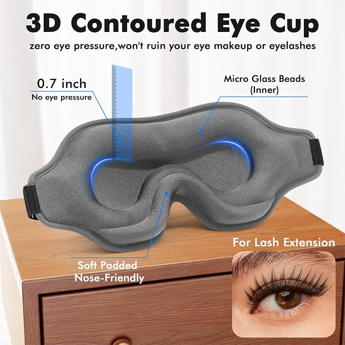 Sleep Eye Mask for Men Women, Weighted Sleeping Mask for Side Sleeper, Travel - Image 4