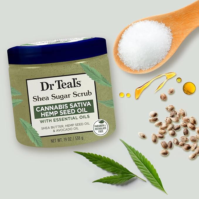 Dr Teal's Shea Sugar Body Scrub, Cannabis Sativa Hemp Seed Oil - Image 5