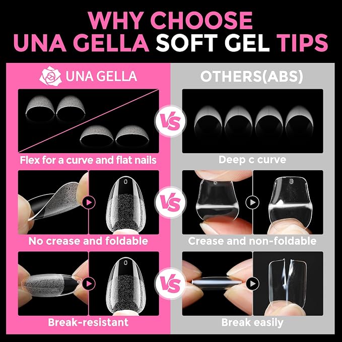 UNA GELLA Short Almond Round Fake Nails 216pcs Almond Press on Nails Pre-shape - Image 6