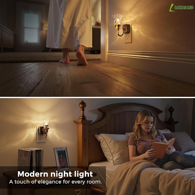 L LOHAS LED Night Lights Plug into Wall, 3000K Soft White LED Floral Night Light - Image 7