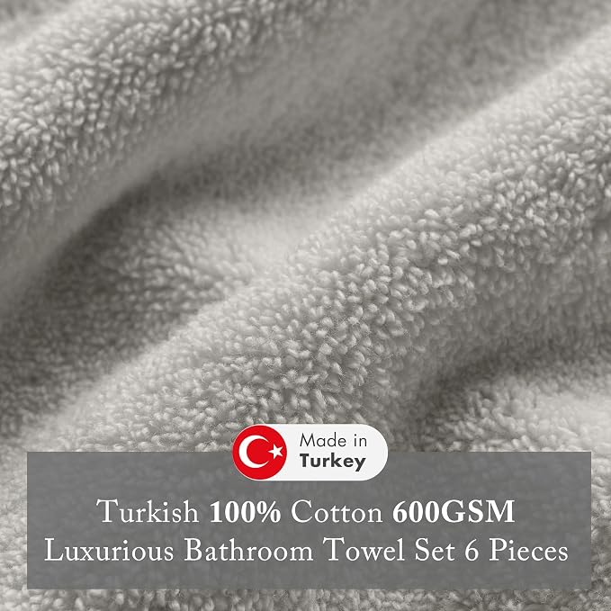 Madison Park Turkish 100% Cotton 600Gsm Luxury Premium Thick Soft Abosorbant - Image 3