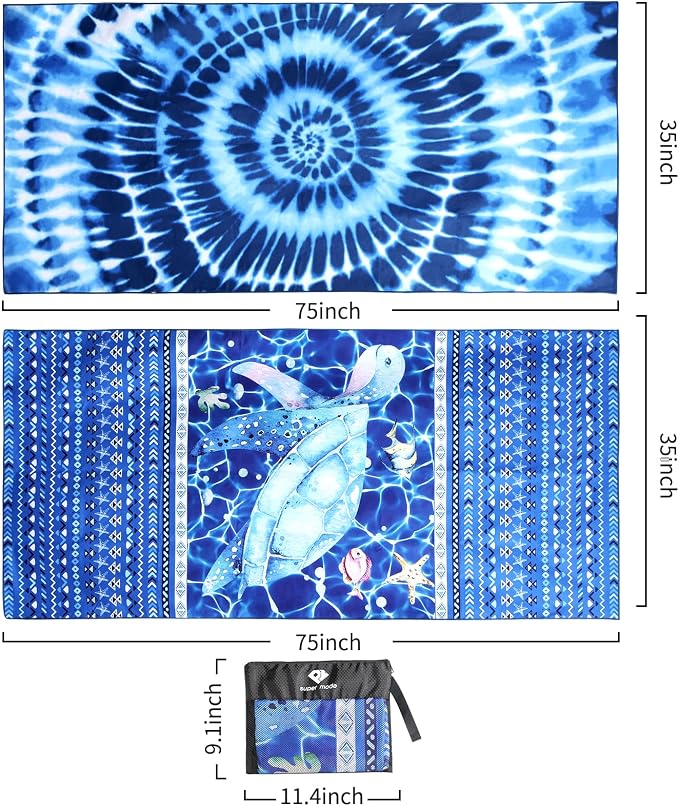 2 Pack Microfiber Beach Towel, Sand-Free Quick Drying Camping Super Absorbent - Image 6