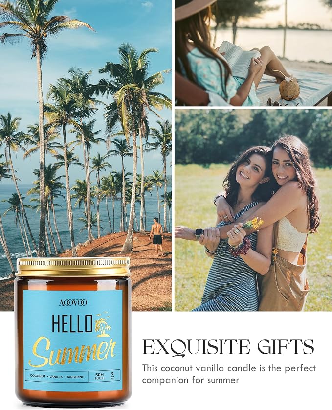 AOOVOO Hello Summer Candles - 9 oz Scented Candles - Image 5