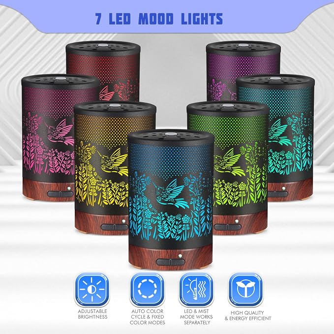 Metal Essential Oils Diffuser 150ML Aromatherapy Diffuser Cool Mist Humidifier - Image 2
