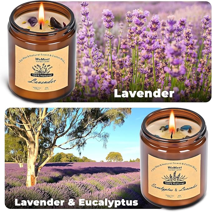 WEMEET 2 Pack Scented Candles Gift Set, Lavender Candles - Image 2