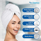 KEEPOZ Hair Towel Wrap Quick Dry 100% Cotton Super Absorbent Turban Head Wrap - Image 6