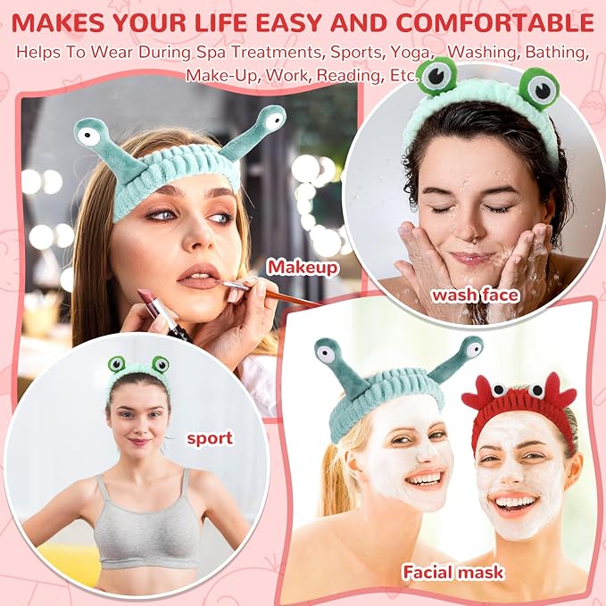 WLLHYF 3 Pack Spa Headband Face Wash Hairband Facial Makeup Head Wraps Cartoon - Image 7