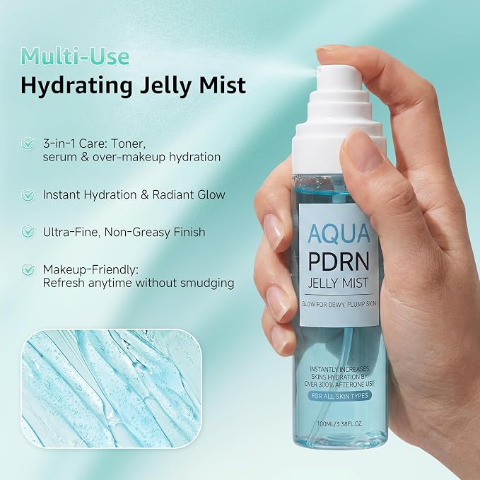 PDRN Jelly Mist Serum, Ultra-Fine Hydrating Face Mist Spray, Face Spray Mist - Image 3