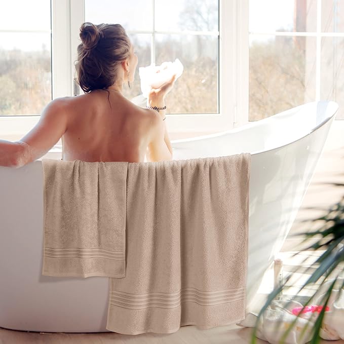 BOUTIQUO 6 Pack Cotton Towel Set, Contains 2 Bath Towels 28x55 inch, 2 Hand - Image 4