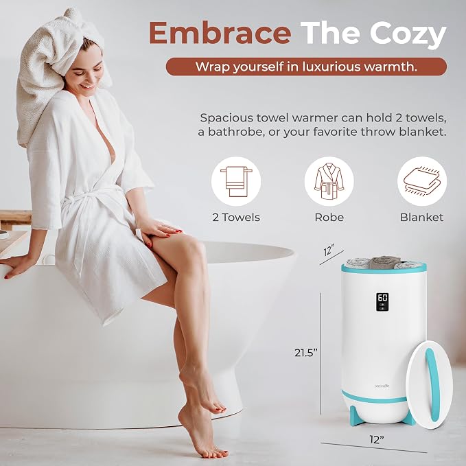 SereneLife Towel & Blanket Warmer, One Touch Portable Bath Towel Warmer - Image 2