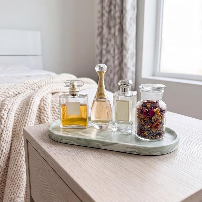 YKAJO Oval Real Marble Tray for Bathroom Kitchen Counter Stone Decorative - Image 9
