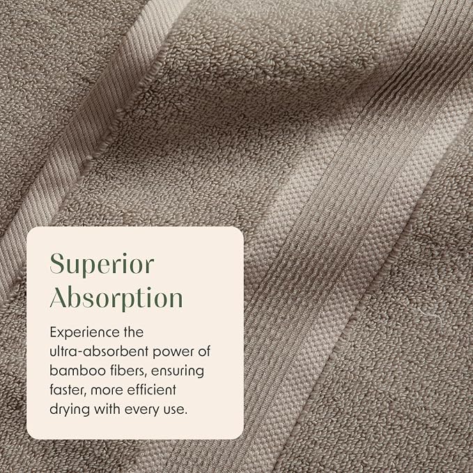 Springtree Home Luxury Bamboo Rayon Bath Towel Set of 4 | 35% Bamboo Rayon - Image 5