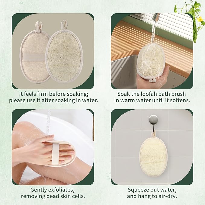 SAMEBUTECO 4 Pack Natural Loofah Exfoliating Body Scrubber Pads, Large Size - Image 7