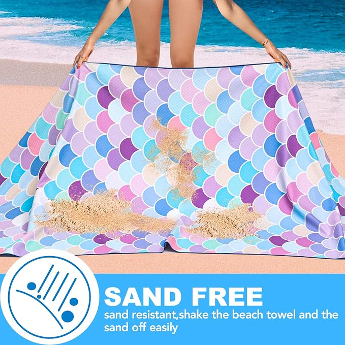 2 Pack Microfiber Beach Towel, Oversized Pool Towel 75”x 35”, Sand-Free Beach - Image 3