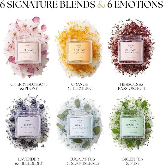 Epsom Salt Bath Gift Set – 6 Aromatherapy Blends - Image 2