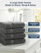 LANE LINEN 100% Cotton Bath Towels Set of 4 - Image 3