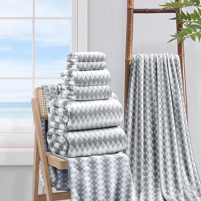 8 Piece Bathroom Towel Set Gray |2 Oversized Large Bath Towels Sheet, 2 Hand - Image 5