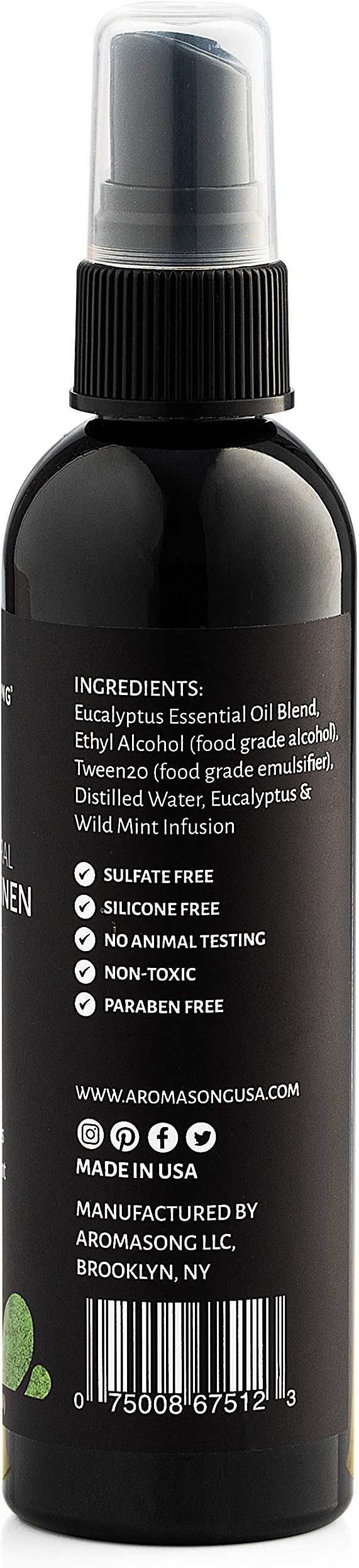Aromasong Eucalyptus & Wild Mint Linen and Room Spray, Natural Aromatic Mist - Image 6