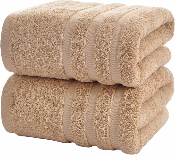 Bath Towels 2 Pack, 30 x 60 Inches, Large 100% Cotton Towels, Comfortable by Velqora