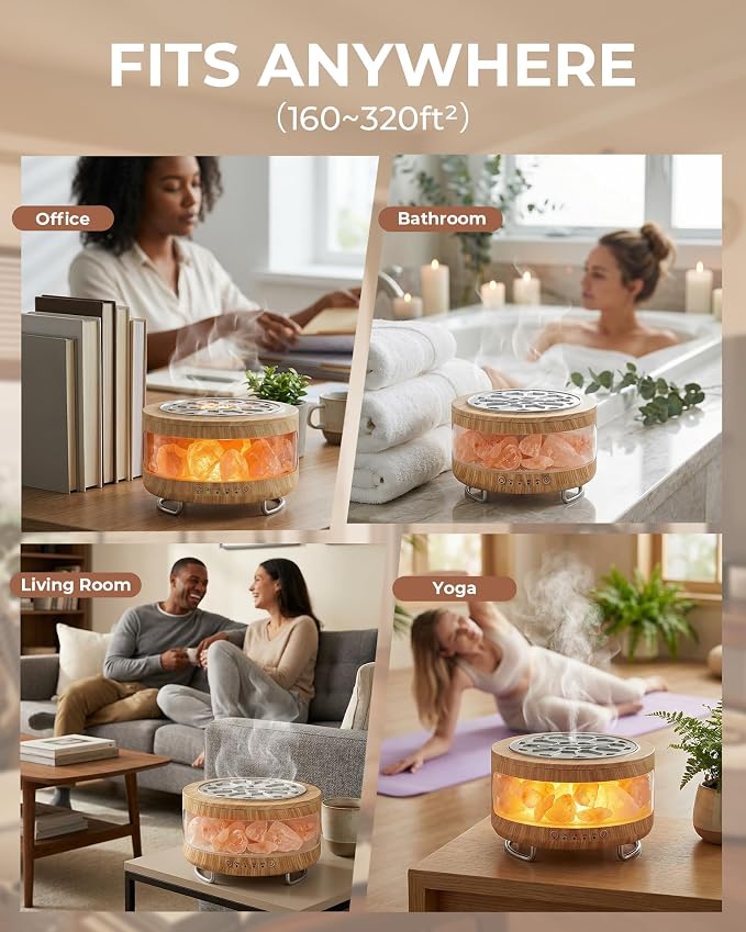 Essential Oil Diffuser with Himalayan Salt Lamp, 350ml Ultrasonic Aromatherapy - Image 7