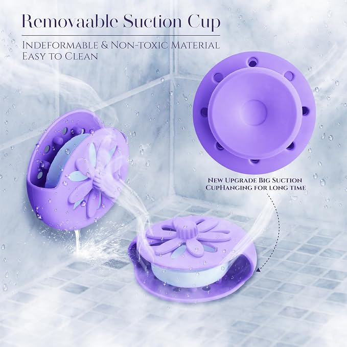 SHARLOVY Purple Shower Steamers Tray, Big Suction Cup Shower Steamer Tablet - Image 2