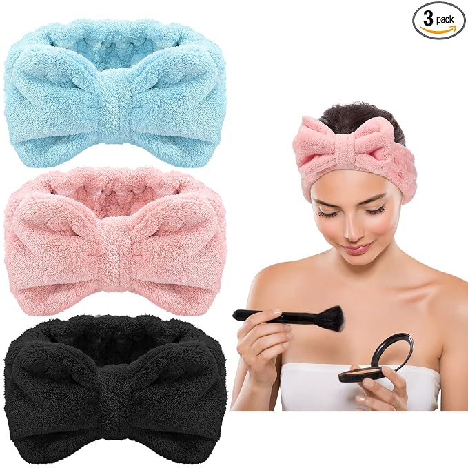 3 Pieces Towel Headbands for Women Makeup Headband for Washing Face Makeup Spa by Hicarer