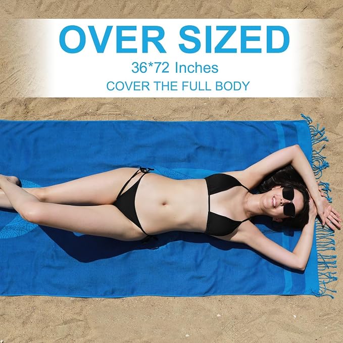Genovega 6 Packs Oversized Turkish Beach Towels Set 74"x38" Extra Large Sand - Image 3