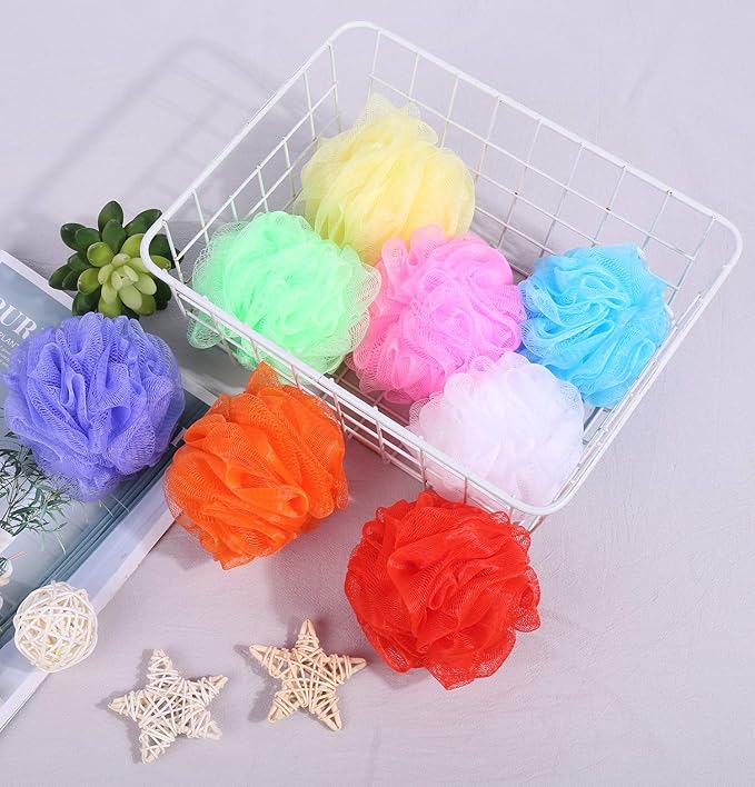 Bath Sponges, Small Size Colorful Shower Sponges Exfoliating Mesh Pouf Bath - Image 3