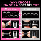 UNA GELLA Extra Short Square Nail Tips XS 216pcs Pre-shape Extra Short Square - Image 6
