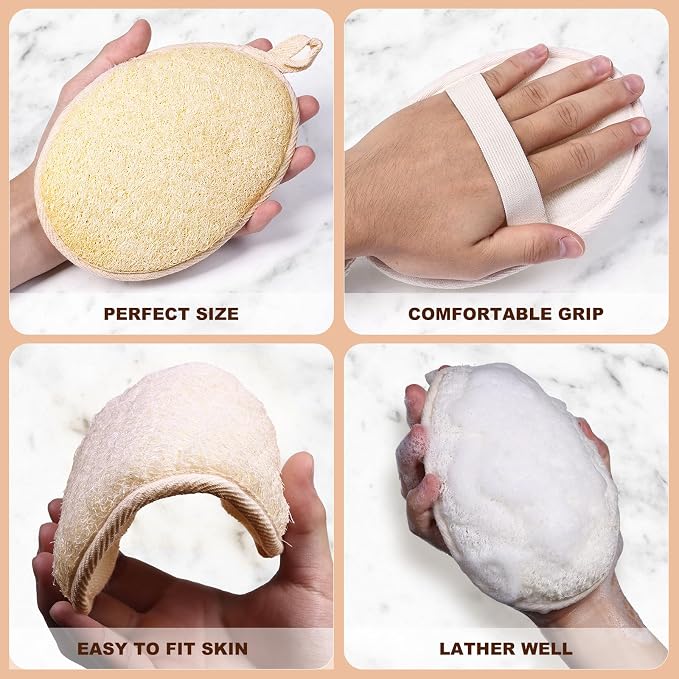 2PCS Natural Exfoliating Loofah Body Scrubber, Premium Loofah Exfoliating Body - Image 8