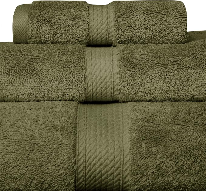 SUPERIOR Egyptian Cotton Pile 3 Piece Towel Set, Includes 1 Bath, 1 Hand - Image 4